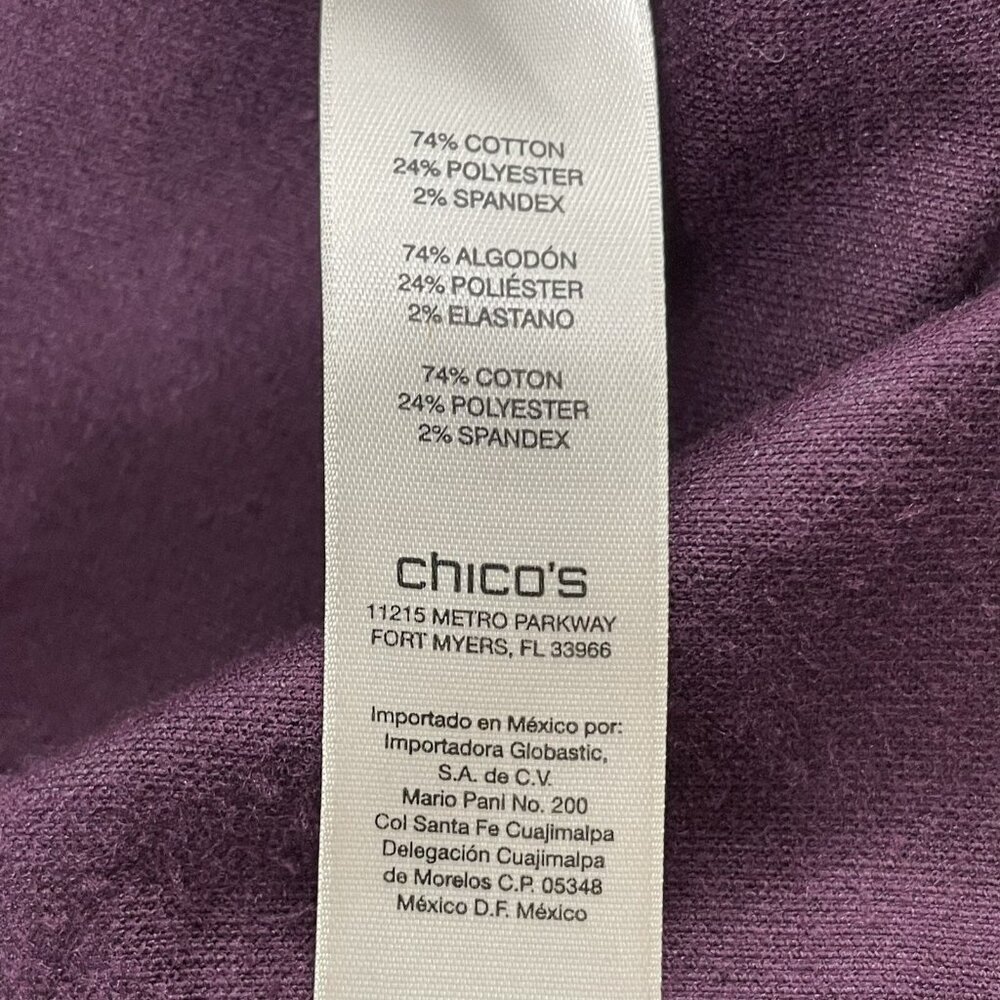 Chico Suit Jacket Coat Trench Women Size 1 Medium 8 Purple Velvet Military Retro - Picture 11 of 12